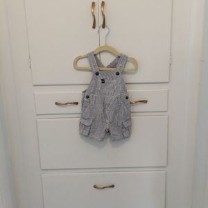 Striped cotton overall shorts